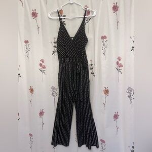 Kaileigh Black and ivory Striped Jumpsuit